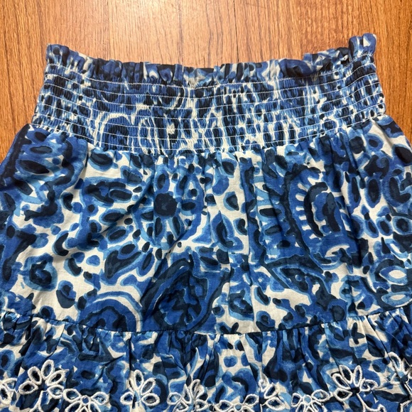 House of Harlow 1960 Melba Blue Floral Print Tiered Embroidered Skirt size S - Picture 3 of 10